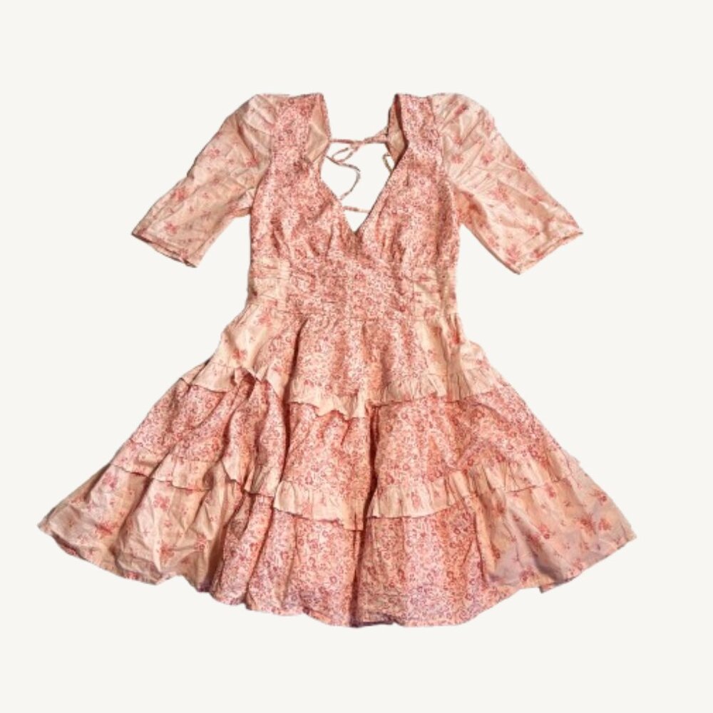 American Eagle Outfitters Pink Smocked Sundress Ruched Fit Flare Mini Dress